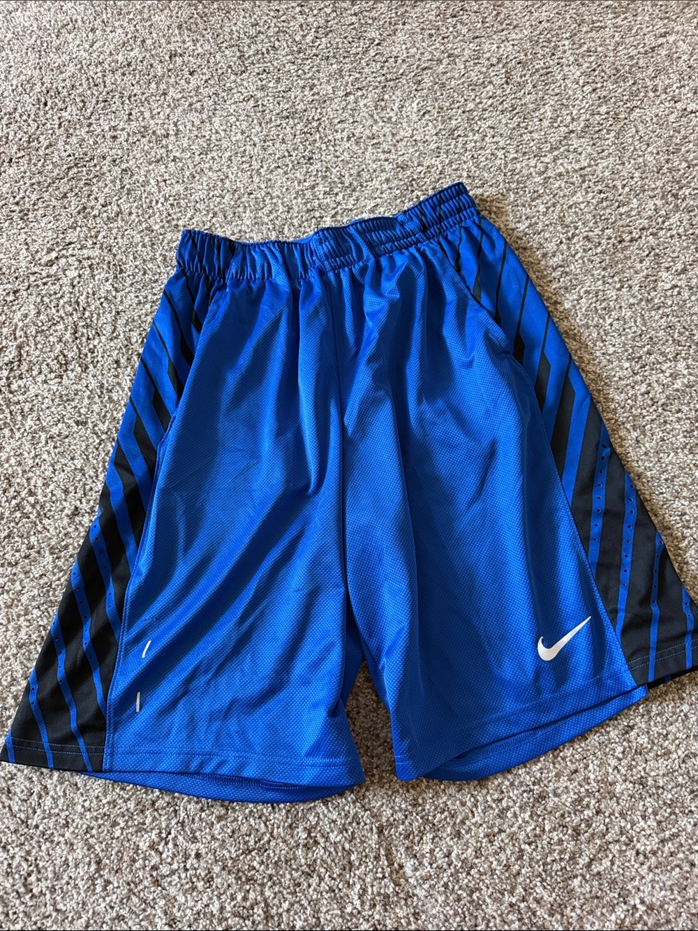 Nike Men’s Royal Blue Athletic Shorts with Black Side Stripes